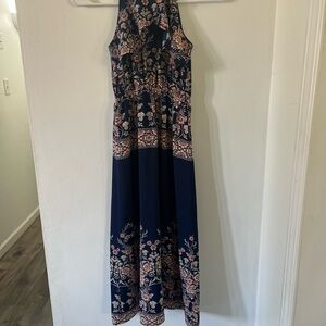 Floral Navy Maxi halter top Dress